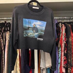 Daydreamer Black Graphic Cropped Sweatshirt